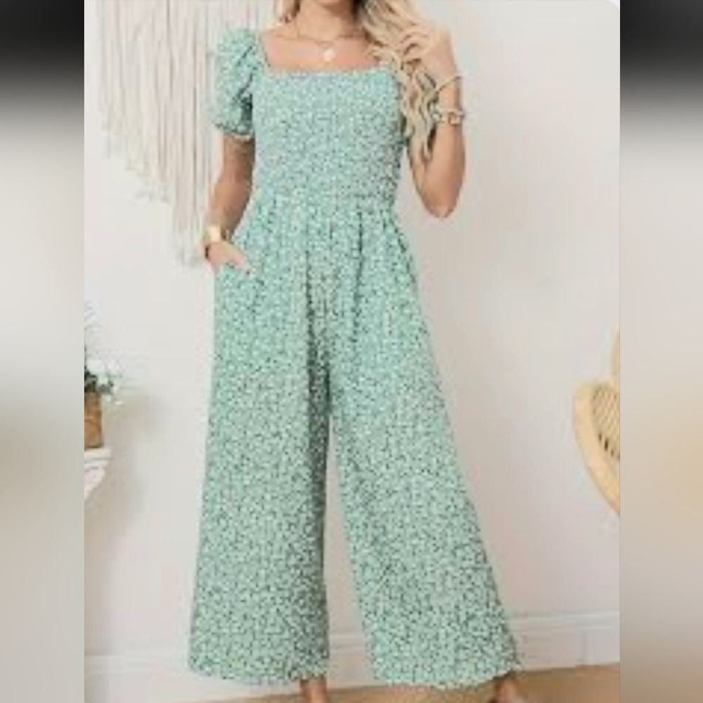 Pie In The Sky Cottagecore Mint Jumpsuit
